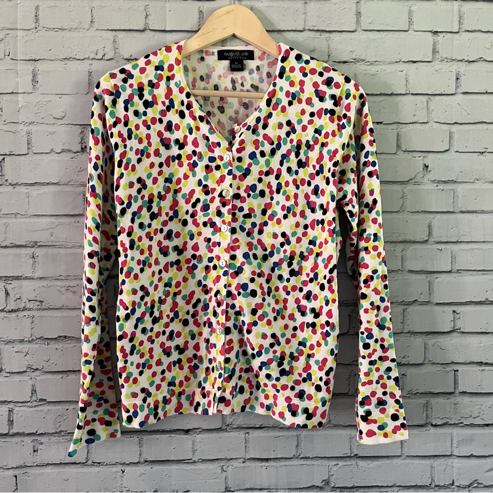 August Silk Pink and Blue‎ Long Sleeve Fitted Blouse